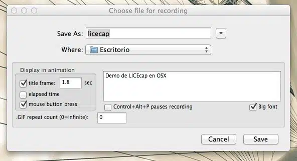 Choose file for recording