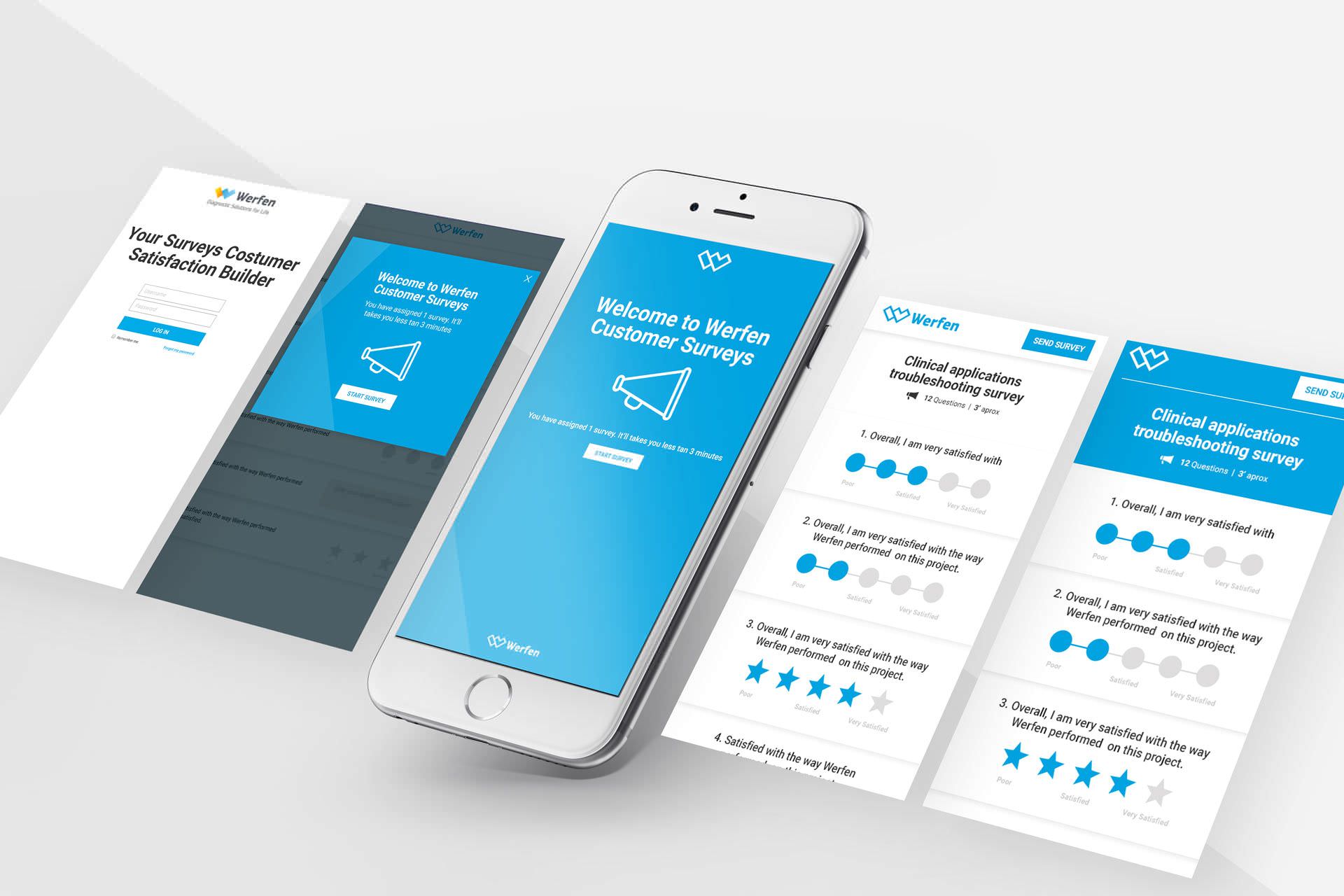 Diseño aplicación móvil de encuestas internas Werfen Customer Surveys
