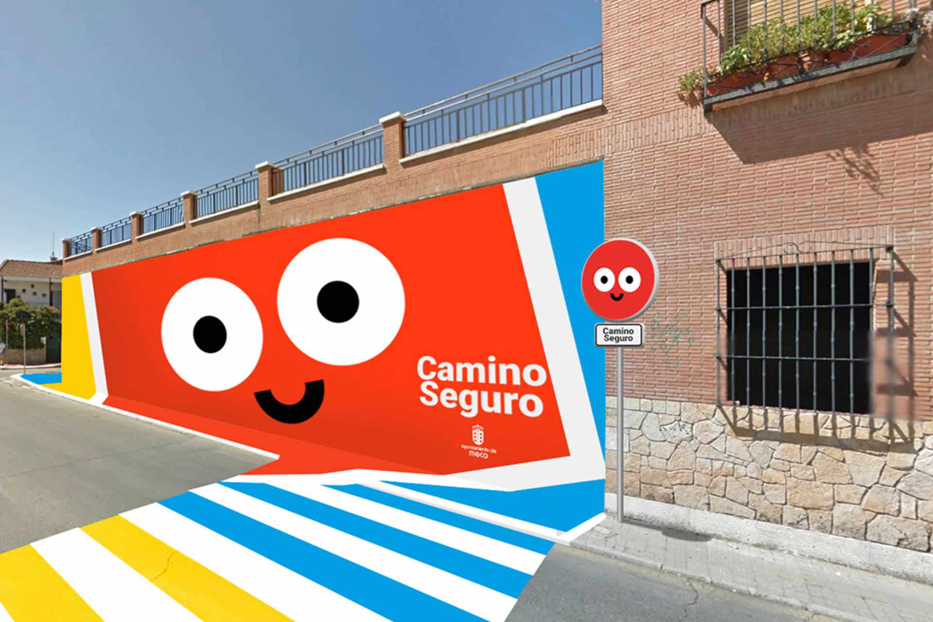 Estudio creativo y diseño gráfico creativo para proyecto de Camino Seguro, Ayuntamiento de Meco, 2016
