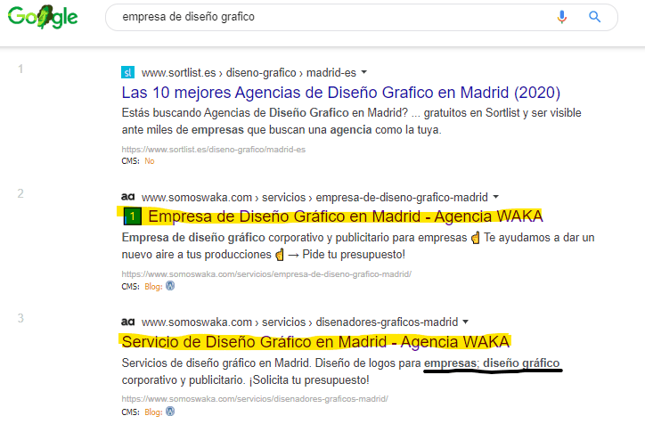 búsqueda de palabra clave en Google
