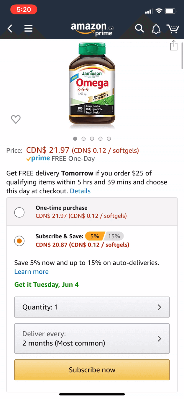 ejemplo diseño del comportamiento aplicado en Amazon