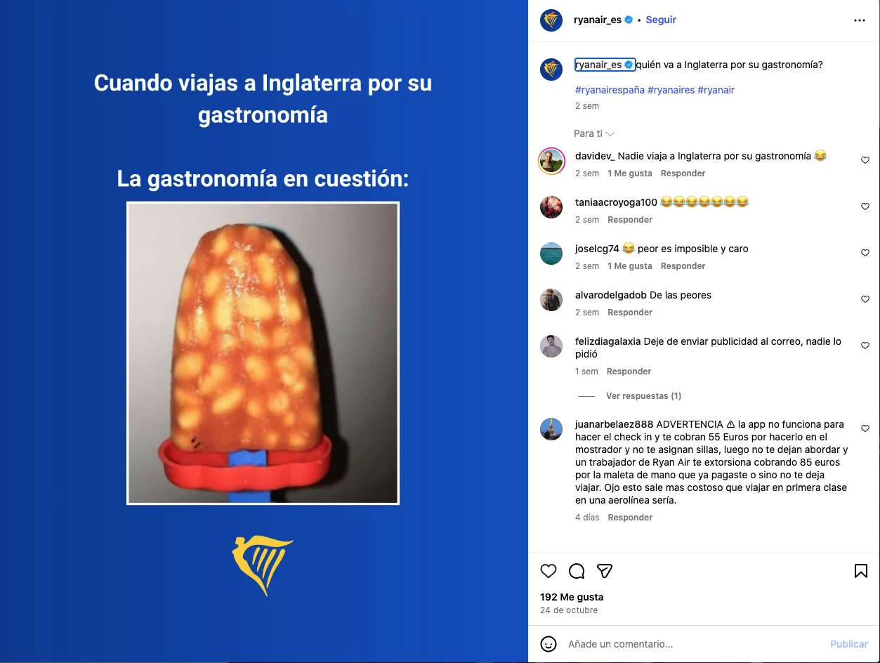 Ejemplo de estrategia RRSS Ryanair