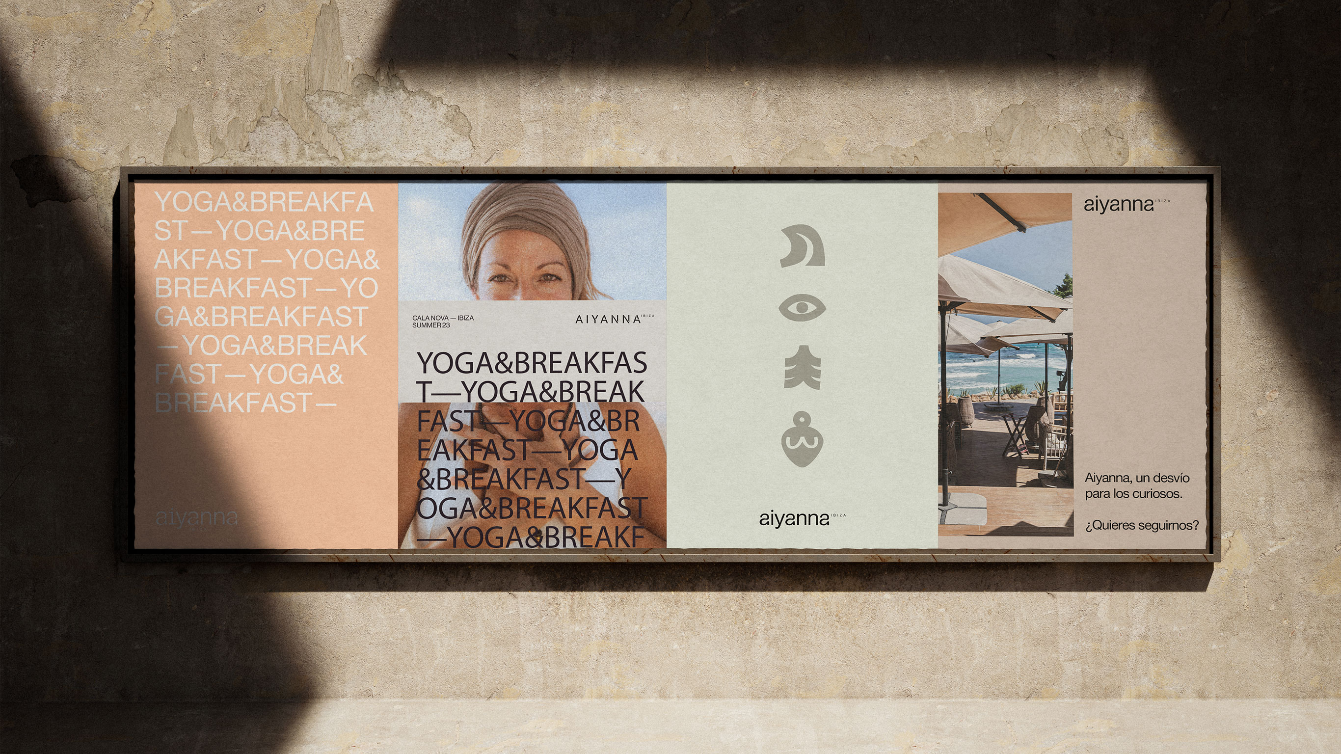 Identidad corporativa Aiyanna aplicada a cartel exterior